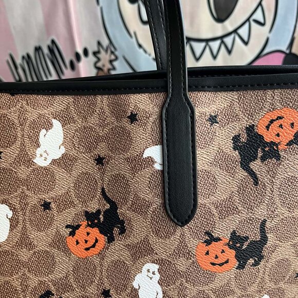 Coach Brown Tote with Halloween Motif - Picture 3 of 8